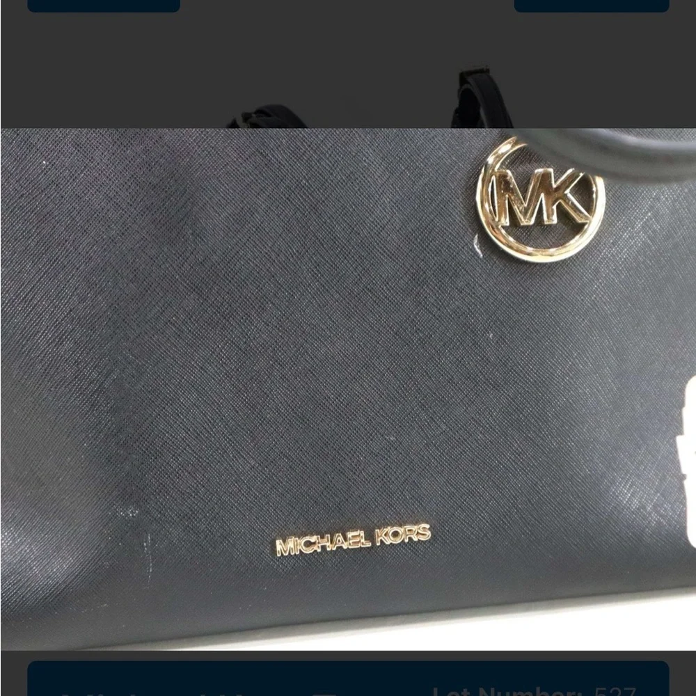 Michael Kors Black Leather Tote with Gold Accents